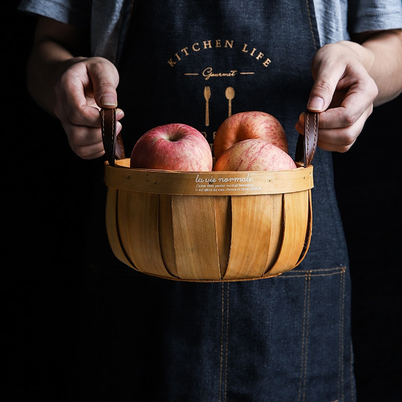 Tárolókosár Japán Protable kézzel készített tok Konyha Zöldségtároló kosár Piknik ételkosár Fa kosár élelmiszer betöltéséhez