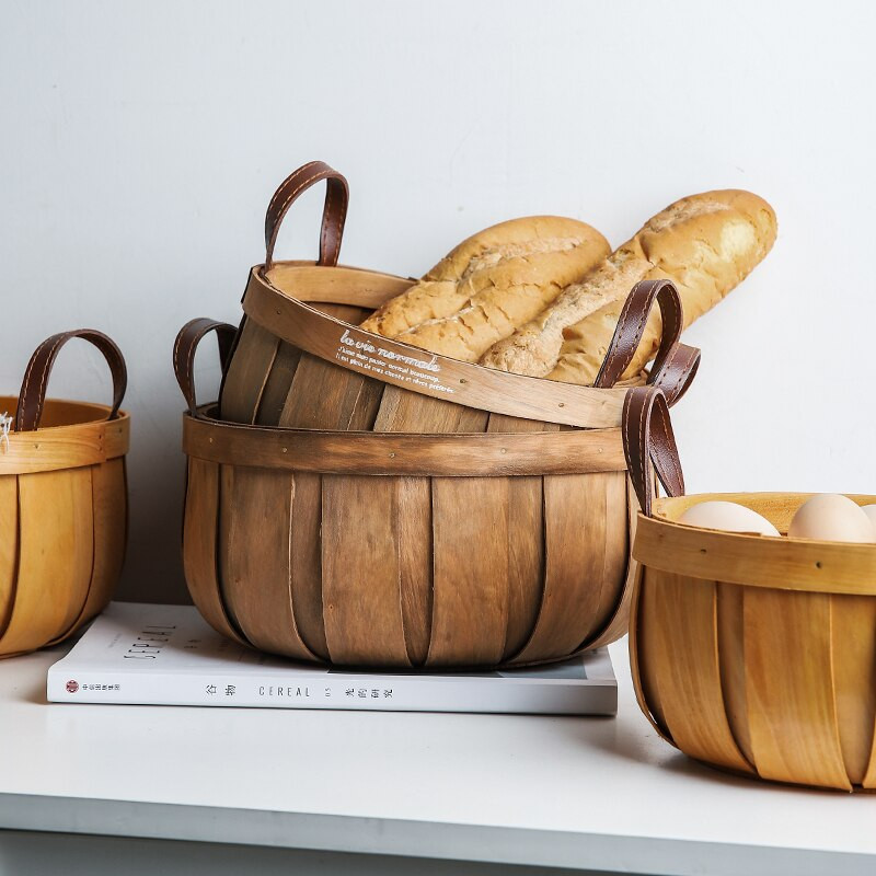 Tárolókosár Japán Protable kézzel készített tok Konyha Zöldségtároló kosár Piknik ételkosár Fa kosár élelmiszer betöltéséhez