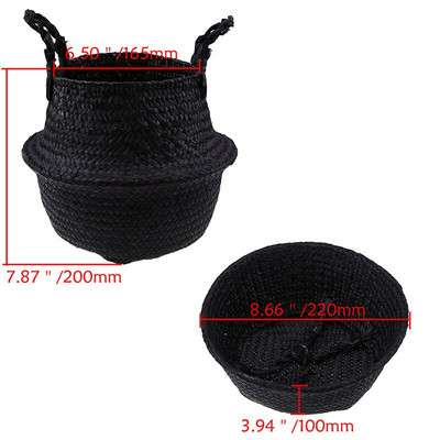 Mustad hoiukorvid Koduaed Mereheina lillepott Kokkupandav vitstest pesukorvid Käsitsi valmistatud kootud organiseerija kaunistus