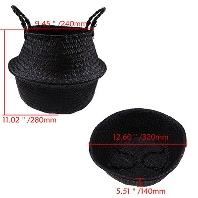 Mustad hoiukorvid Koduaed Mereheina lillepott Kokkupandav vitstest pesukorvid Käsitsi valmistatud kootud organiseerija kaunistus