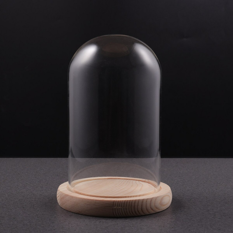 Üvegkupola fedél Cloche Bell Jar Vitrin Virág átlátszó kupolák Az asztali középső könyvállvány