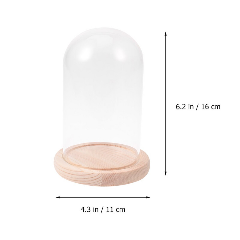 Üvegkupola fedél Cloche Bell Jar Vitrin Virág átlátszó kupolák Az asztali középső könyvállvány