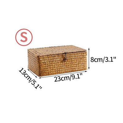 Jūros dumblių austas laikymo krepšelis Rankų darbo laikymo dėžutė su dangteliu Įvairios kosmetikos laikymo priemonės Stačiakampės spintos tvarkyklės