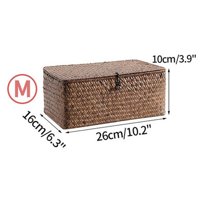 Jūros dumblių austas laikymo krepšelis Rankų darbo laikymo dėžutė su dangteliu Įvairios kosmetikos laikymo priemonės Stačiakampės spintos tvarkyklės