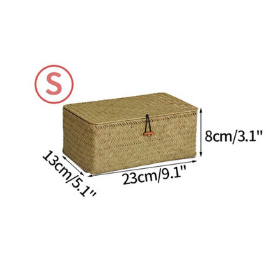 Jūros dumblių austas laikymo krepšelis Rankų darbo laikymo dėžutė su dangteliu Įvairios kosmetikos laikymo priemonės Stačiakampės spintos tvarkyklės