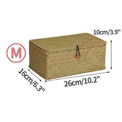 Jūros dumblių austas laikymo krepšelis Rankų darbo laikymo dėžutė su dangteliu Įvairios kosmetikos laikymo priemonės Stačiakampės spintos tvarkyklės