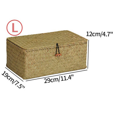 Jūros dumblių austas laikymo krepšelis Rankų darbo laikymo dėžutė su dangteliu Įvairios kosmetikos laikymo priemonės Stačiakampės spintos tvarkyklės