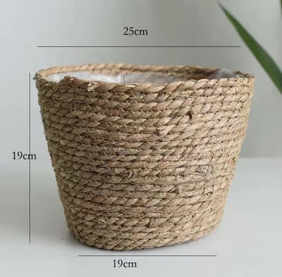 Természetes fonott virágtartó kosár virágcserép otthoni kert dekoráció szennyes vödör Piszkos ruhák tároló kosarak játéktartók