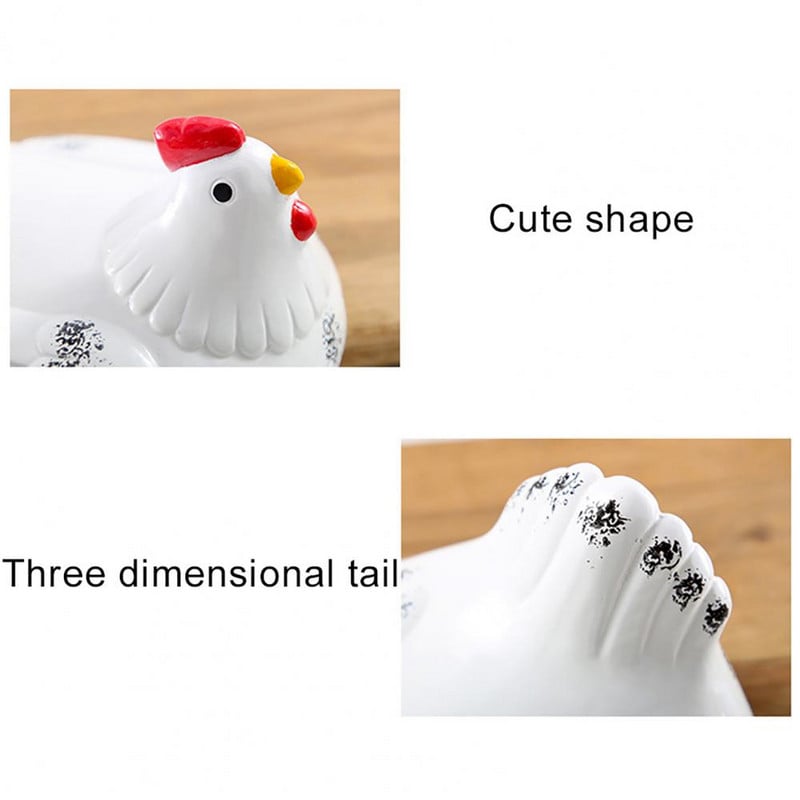 Coș de depozitare pentru ouă în formă de pui Recipient de ouă din fier Decor de găină din ceramică Organizator de ouă Suport creativ de depozitare pentru ouă pentru bucătărie 2021