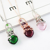 1PC Colier cu parfum de sticlă inimă mică pandantive pentru sticle cu ulei esențial Sticla de parfum parfumuri și parfumuri pentru femei cadouri deco