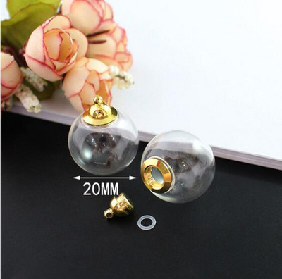 5db 10 Stílusú előreragasztott csavaros kupakos üveggömb medál nyaklánc gumi tömítéssel Glass Globe üveg fiola medál barkácskereső palack