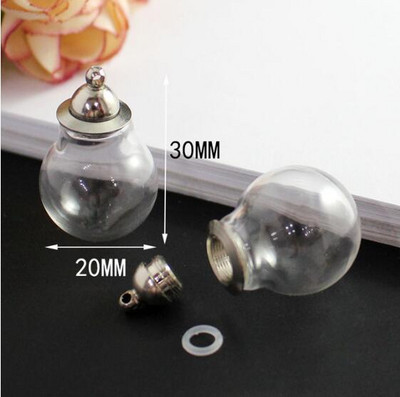 5db 10 Stílusú előreragasztott csavaros kupakos üveggömb medál nyaklánc gumi tömítéssel Glass Globe üveg fiola medál barkácskereső palack