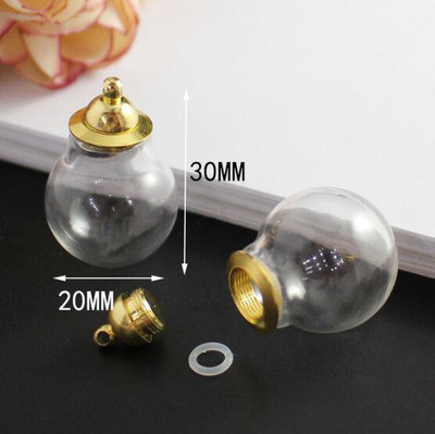 5db 10 Stílusú előreragasztott csavaros kupakos üveggömb medál nyaklánc gumi tömítéssel Glass Globe üveg fiola medál barkácskereső palack