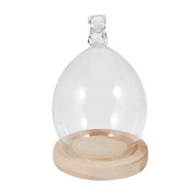Cupolă de sticlă Display Cloche Borcan Cloș Mic bază din lemn Cloches Case Plante