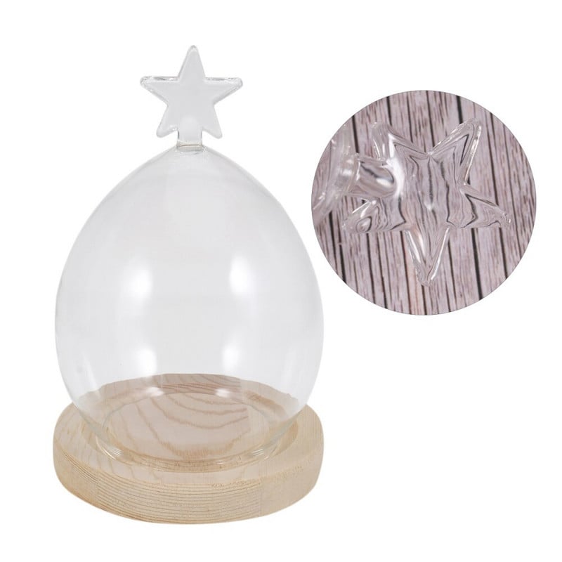 Cupolă de sticlă Display Cloche Borcan Cloș Mic bază din lemn Cloches Case Plante