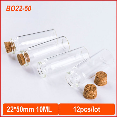 12db 22x50mm 10ml-es kis mini átlátszó üveg palack parafa dugóval Üzenet esküvői dekorációs üvegpalack