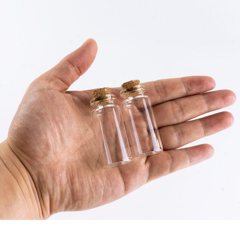 12db 22x50mm 10ml-es kis mini átlátszó üveg palack parafa dugóval Üzenet esküvői dekorációs üvegpalack
