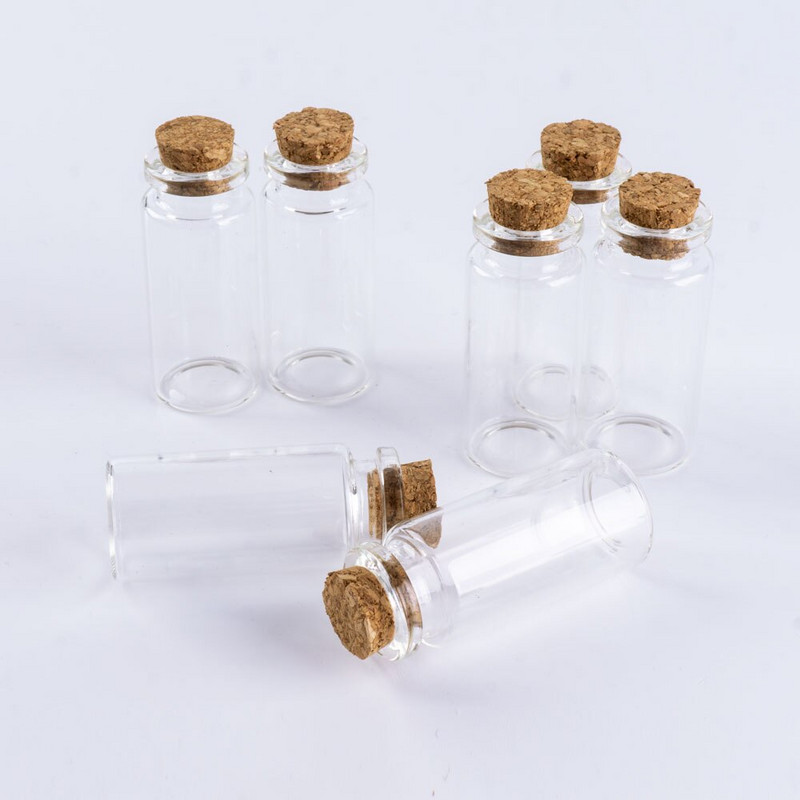 12db 22x50mm 10ml-es kis mini átlátszó üveg palack parafa dugóval Üzenet esküvői dekorációs üvegpalack