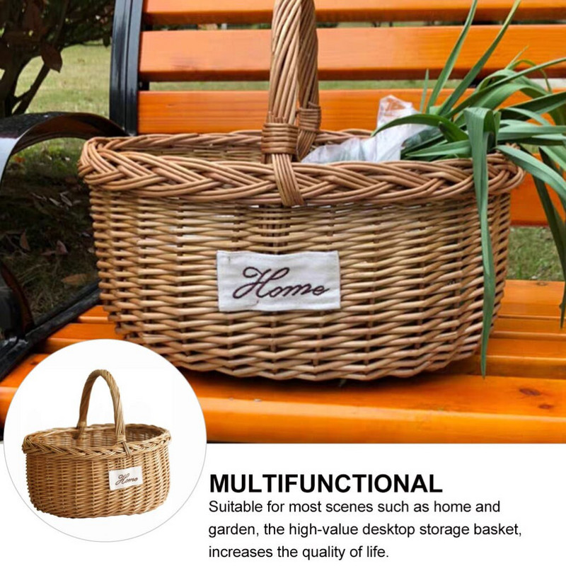 1 vnt pikniko krepšelis kūrybinis krepšelis gėlių konteineris Gluosnių pynimo iškylų krepšelis Nešiojamas lauko vaisių laikiklis