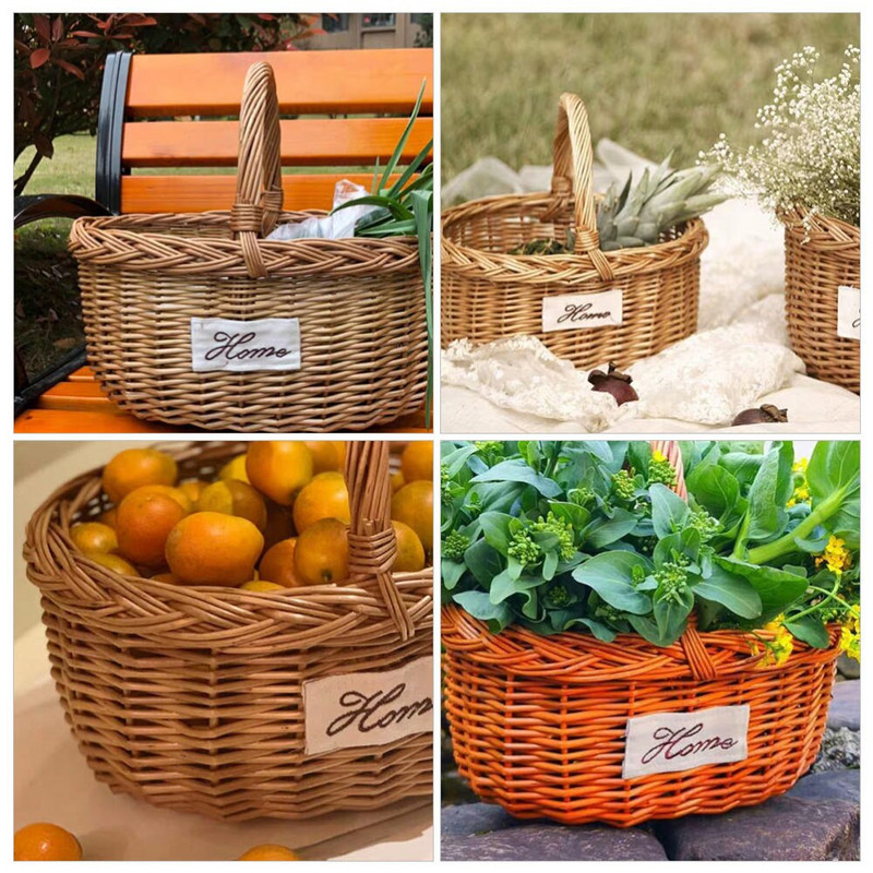 1 vnt pikniko krepšelis kūrybinis krepšelis gėlių konteineris Gluosnių pynimo iškylų krepšelis Nešiojamas lauko vaisių laikiklis