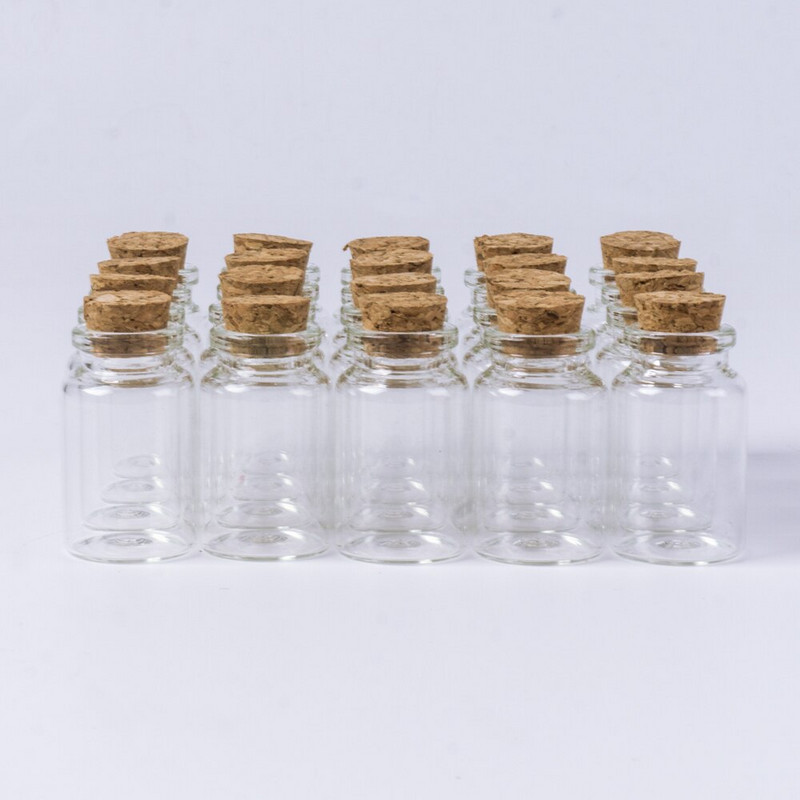 12db 20ml/15ml/10ml aranyos átlátszó üveg palackok parafa dugóval Üres fűszerpalackok üvegek barkácsolás kézműves kívánságfiolák