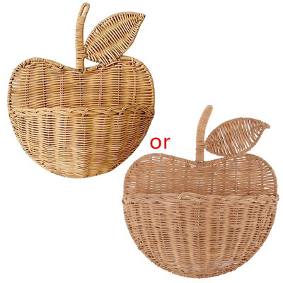 Gyümölcs alakú tároló rendszerező Rattan kosár gyerekeknek virág fonott kézzel szőtt aranyos piknik akasztós ruházat lakberendezés