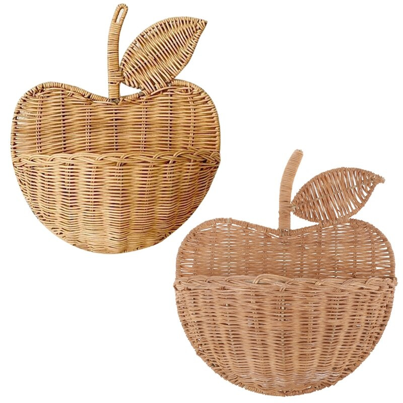 Gyümölcs alakú tároló rendszerező Rattan kosár gyerekeknek virág fonott kézzel szőtt aranyos piknik akasztós ruházat lakberendezés