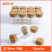 12 komada 30*30 mm 10 ml malih praznih prozirnih staklenih bočica s plutenim bočicama za pohranu, ukrasna bočica za obrt