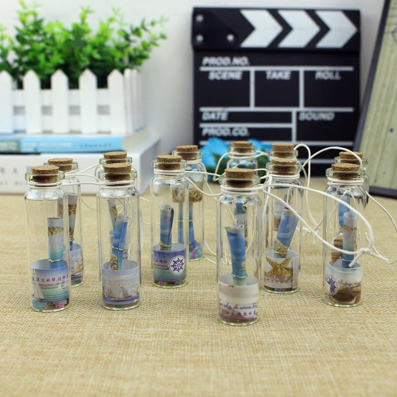 Nou cadou creativ drăguț mini dop de plută din sticlă transparentă sticle care doresc flacoane borcan mare albastră ornamente vintage mici, decorare artizanală