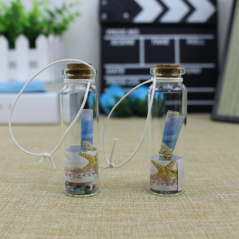 Nou cadou creativ drăguț mini dop de plută din sticlă transparentă sticle care doresc flacoane borcan mare albastră ornamente vintage mici, decorare artizanală