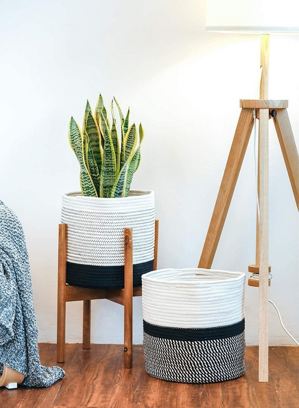 Pamut kötél szőtt tároló rendszerező szalma rattan zöld növények cserepes virágcserép fedő piszkos ruhák akadály kosár doboz konténer