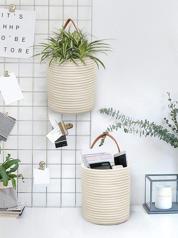 Pamut kötél szőtt tároló rendszerező szalma rattan zöld növények cserepes virágcserép fedő piszkos ruhák akadály kosár doboz konténer