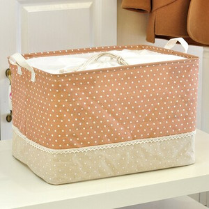 Északi pamutvászon pöttyös csíkos virág piknik tároló kosár fedővel nagy kapacitású piszkos ruhák gyerekjátékok szervező