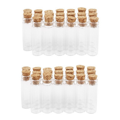 40 db 11x32 mm-es apró mini üres átlátszó parafa üvegpalackok 2 ml-es