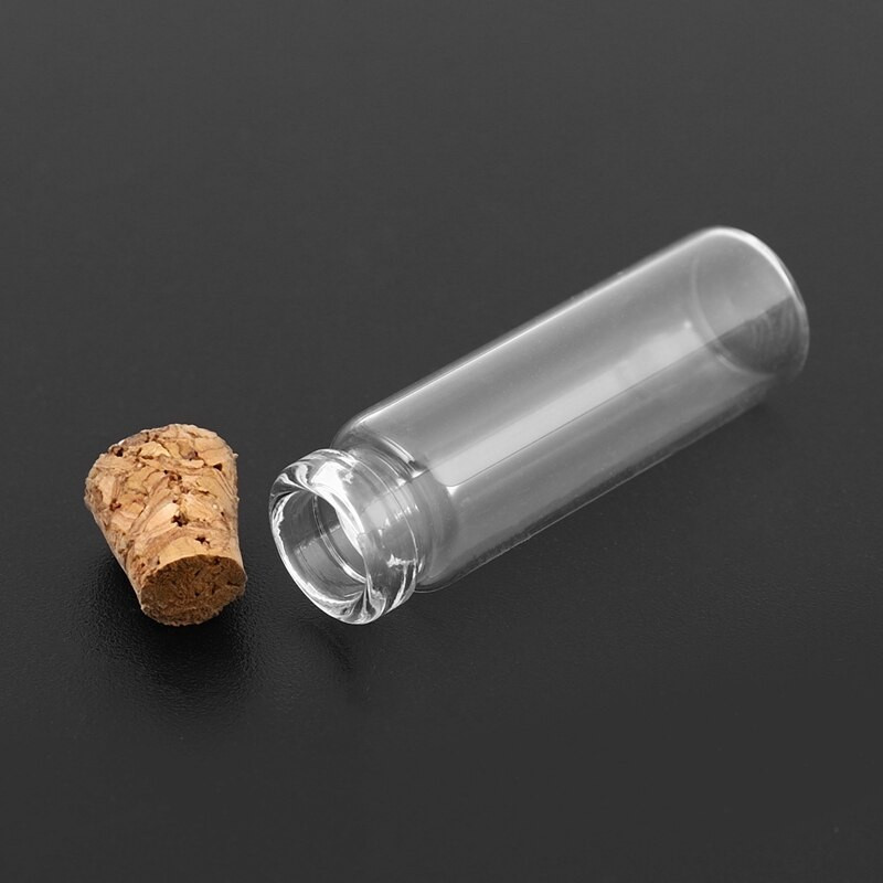 40 db 11x32 mm-es apró mini üres átlátszó parafa üvegpalackok 2 ml-es