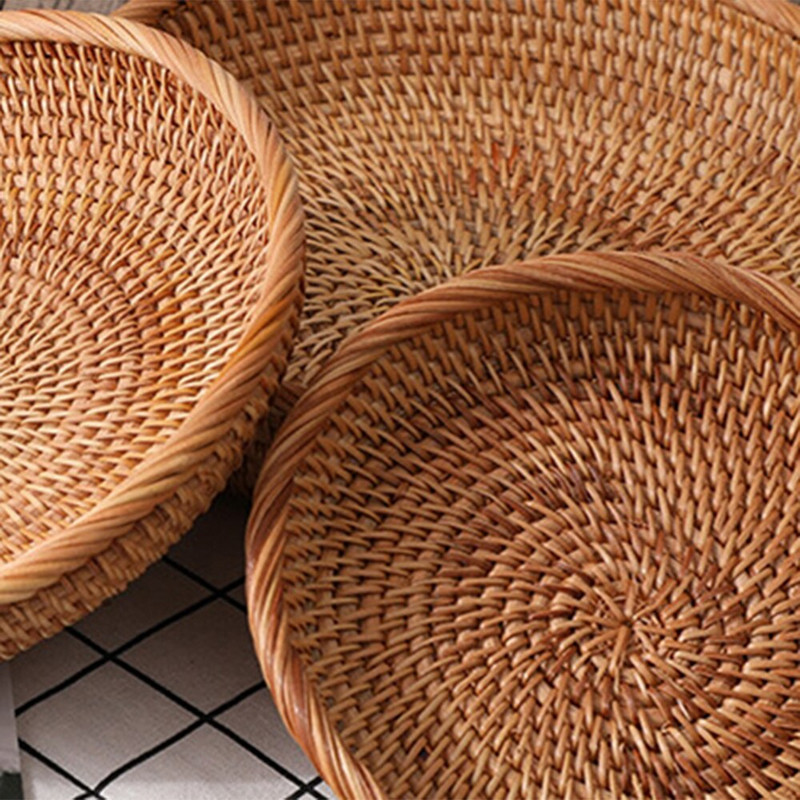 Tárolókosár Rattan ékszerekhez Kozmetika Kulcsok 3db Hálószobákhoz Íróasztalok Nappali Uzsonnás doboz Gyümölcstál