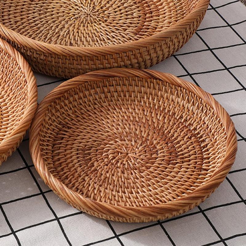 Tárolókosár Rattan ékszerekhez Kozmetika Kulcsok 3db Hálószobákhoz Íróasztalok Nappali Uzsonnás doboz Gyümölcstál