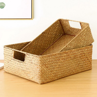 Ръчно изработена кошница за съхранение Ратанови кошници за съхранение Екологични разни предмети Контейнер за играчки за закуски Организатор за пране Panier De Rangement