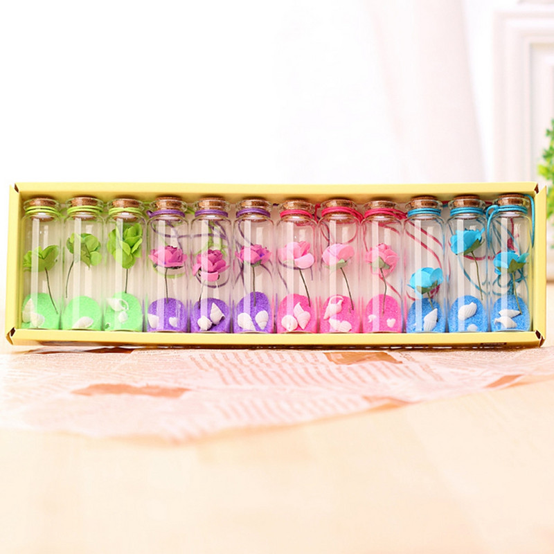 12 buc. Mini sticle mici de spălat din sticlă cu dop de plută Fiole mici Borcane Recipiente Mesaj Nunți Urări Bijuterii Favoruri