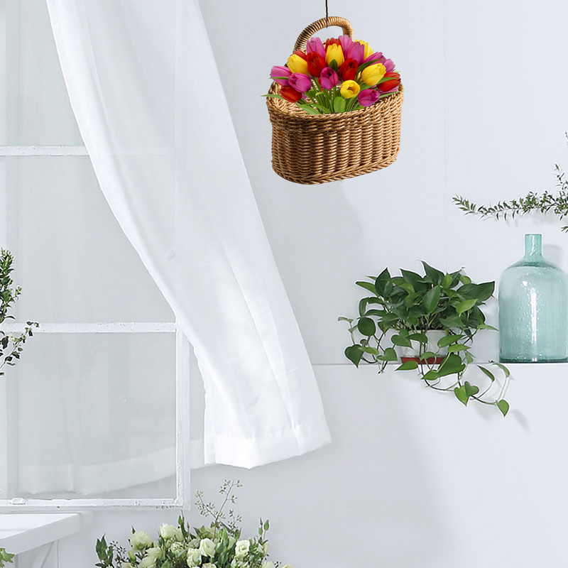 Sieninis krepšelis Džiuto austi pakabinimai Laikymo krepšeliai Maži austi krepšeliai Tvarkymas Sieninis krepšelis Dekoras Svetainė Vonios kambarys Virtuvė Būk