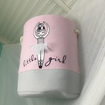 Дамска чанта Бебешка кошница за играчки Мръсни дрехи Розови кофи за пране Обувки Балетно момиче Организатор с щампа с лък Домакински чанти за съхранение
