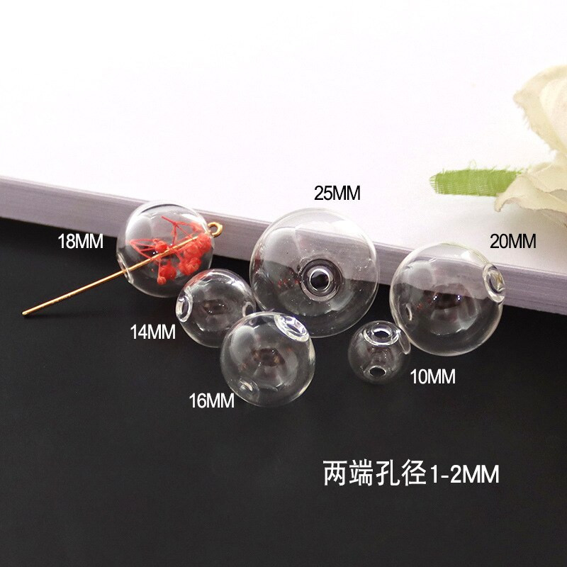 10db 8-30 mm-es mini üres üveggolyós palackok függesztékes bűbájos fiolák Kívánságpalack átlátszó földgömb buborék kristálygömbök