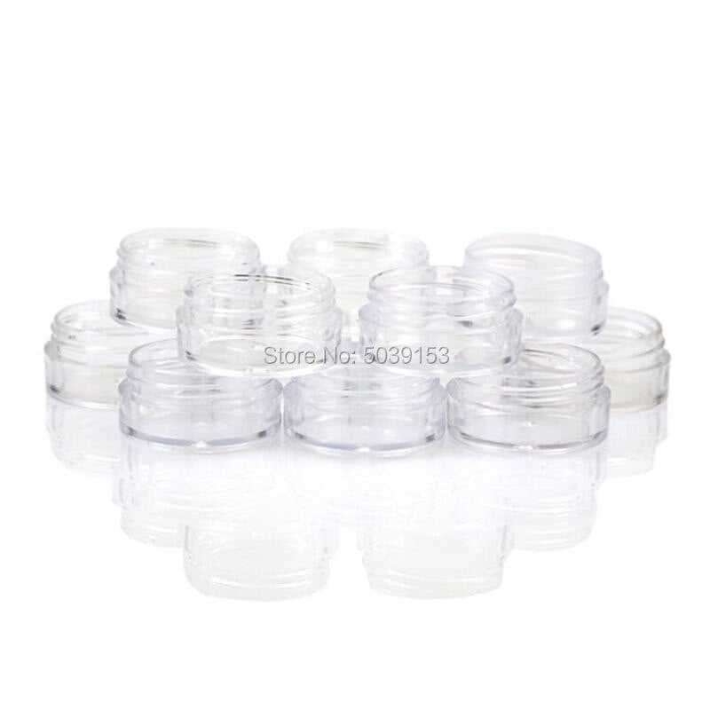 10db színes újratölthető doboz 3g átlátszó kozmetikai műanyag edény üres palackok Jar Nail Art gyöngy sminkkrém tároló tartály