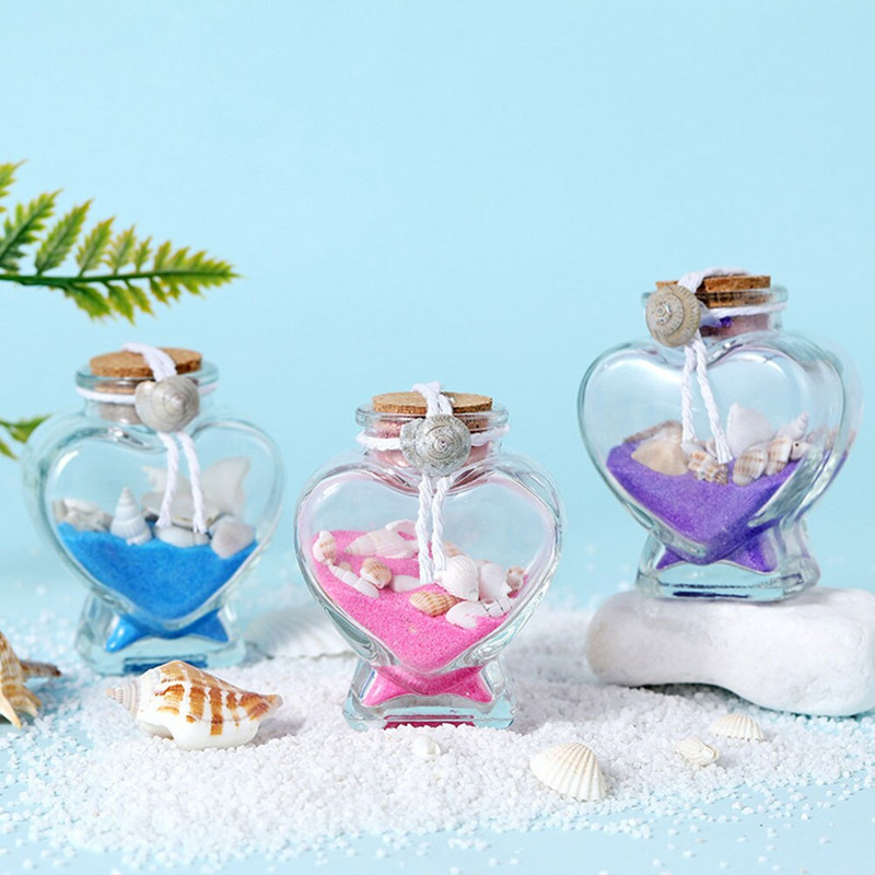 4 buc. sticle inimă borcan sticle sticle miniaturale sticla de sticlă sticle sticle mici sticle de farmacie