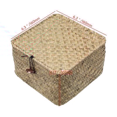 Pintas krepšelis Natūralus rankų darbo austas laikymo dėžutė su dangteliu Jūros žolių laikymo krepšelis Įvairios prekės Organizatorius skalbinių krepšeliai Namų dekoras