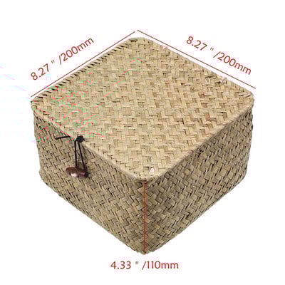 Pintas krepšelis Natūralus rankų darbo austas laikymo dėžutė su dangteliu Jūros žolių laikymo krepšelis Įvairios prekės Organizatorius skalbinių krepšeliai Namų dekoras