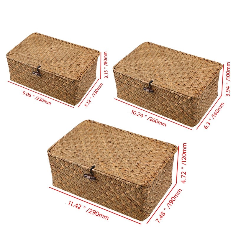 Pintas krepšelis Natūralus rankų darbo austas laikymo dėžutė su dangteliu Jūros žolių laikymo krepšelis Įvairios prekės Organizatorius skalbinių krepšeliai Namų dekoras