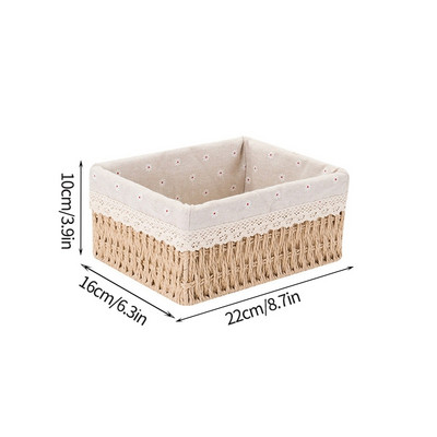 Coș de depozitare țesut Coș de rufe lucrat manual Cutie simplă de depozitare pentru birou, produse cosmetice, gustări, articole diverse, cutie organizatoare pentru jucării