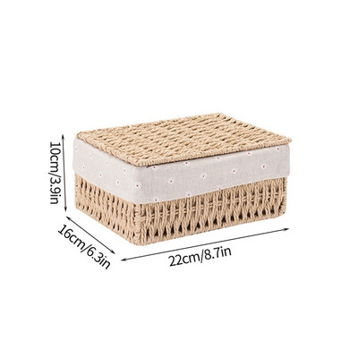 Coș de depozitare țesut Coș de rufe lucrat manual Cutie simplă de depozitare pentru birou, produse cosmetice, gustări, articole diverse, cutie organizatoare pentru jucării