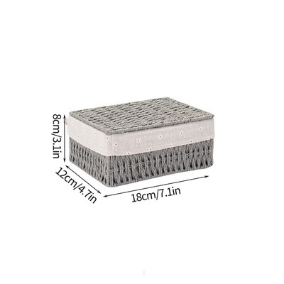 Coș de depozitare țesut Coș de rufe lucrat manual Cutie simplă de depozitare pentru birou, produse cosmetice, gustări, articole diverse, cutie organizatoare pentru jucării